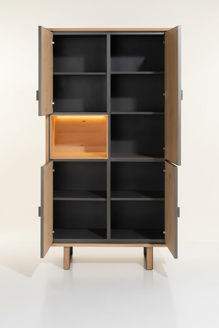 Shimanto Hoge Kast Naturel - Open deuren