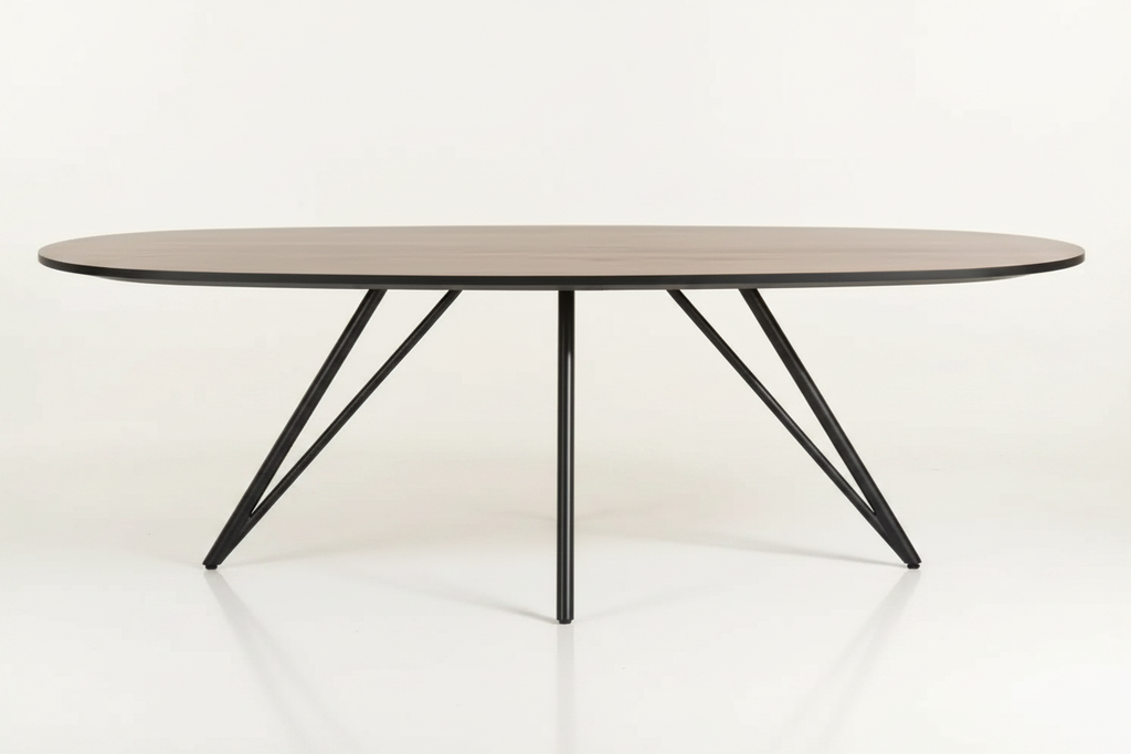 Ovale eettafel zonder deco naturel sweep vooraanzicht