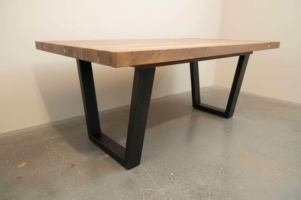 Uitschuiftafel betonlook poot detail