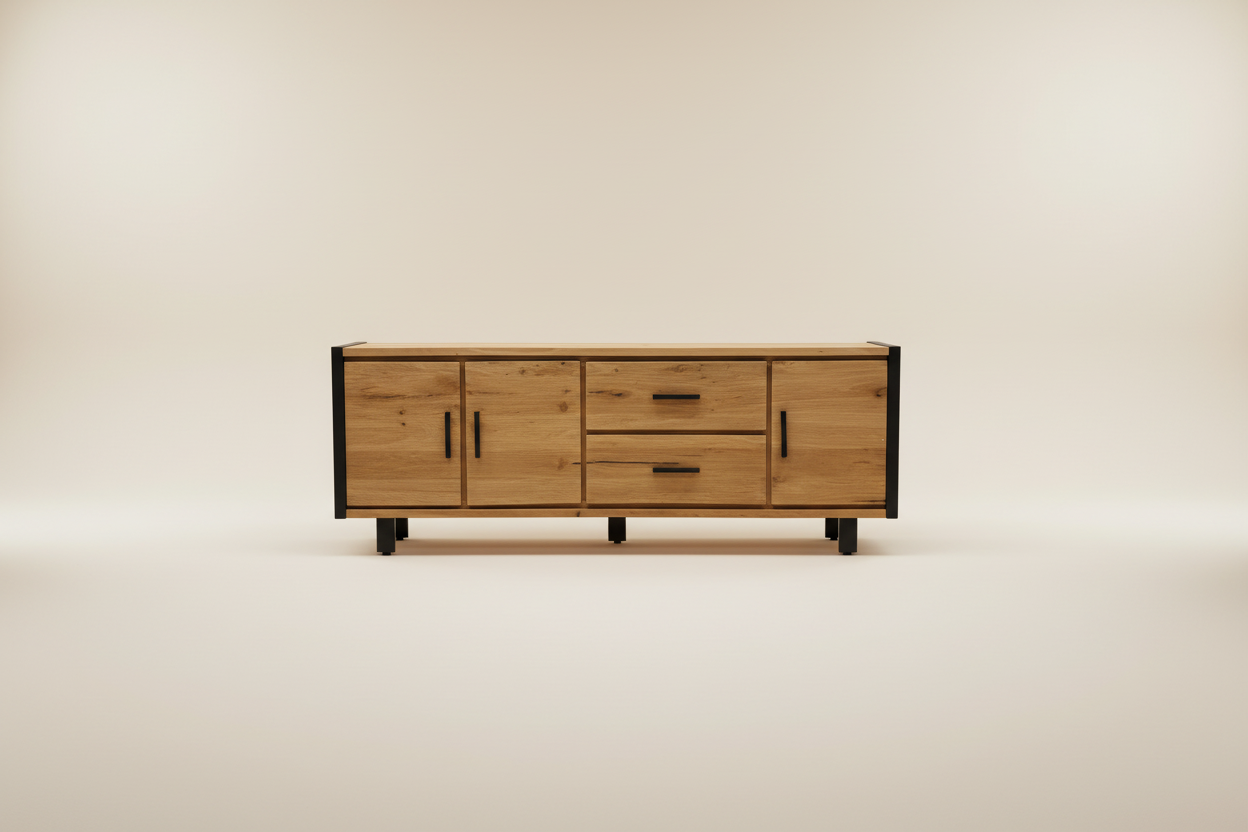 Dressoir naturel – 4 deuren 2 lades – crème sweep