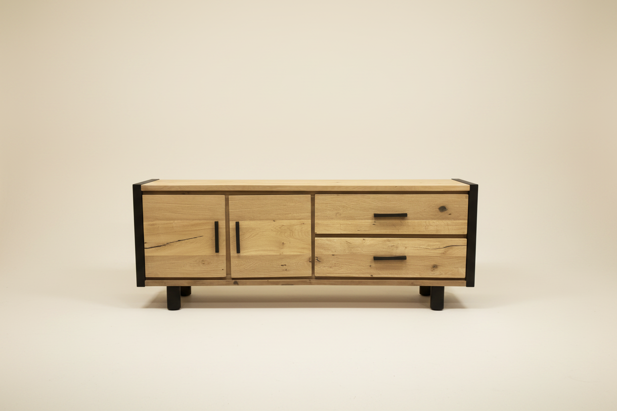 Dressoir naturel – 1 deur 2 lades – crème sweep