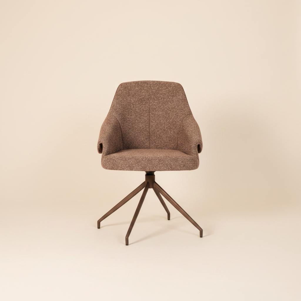 Amaro eetkamerstoel bruin boucle met bronzen onderstel