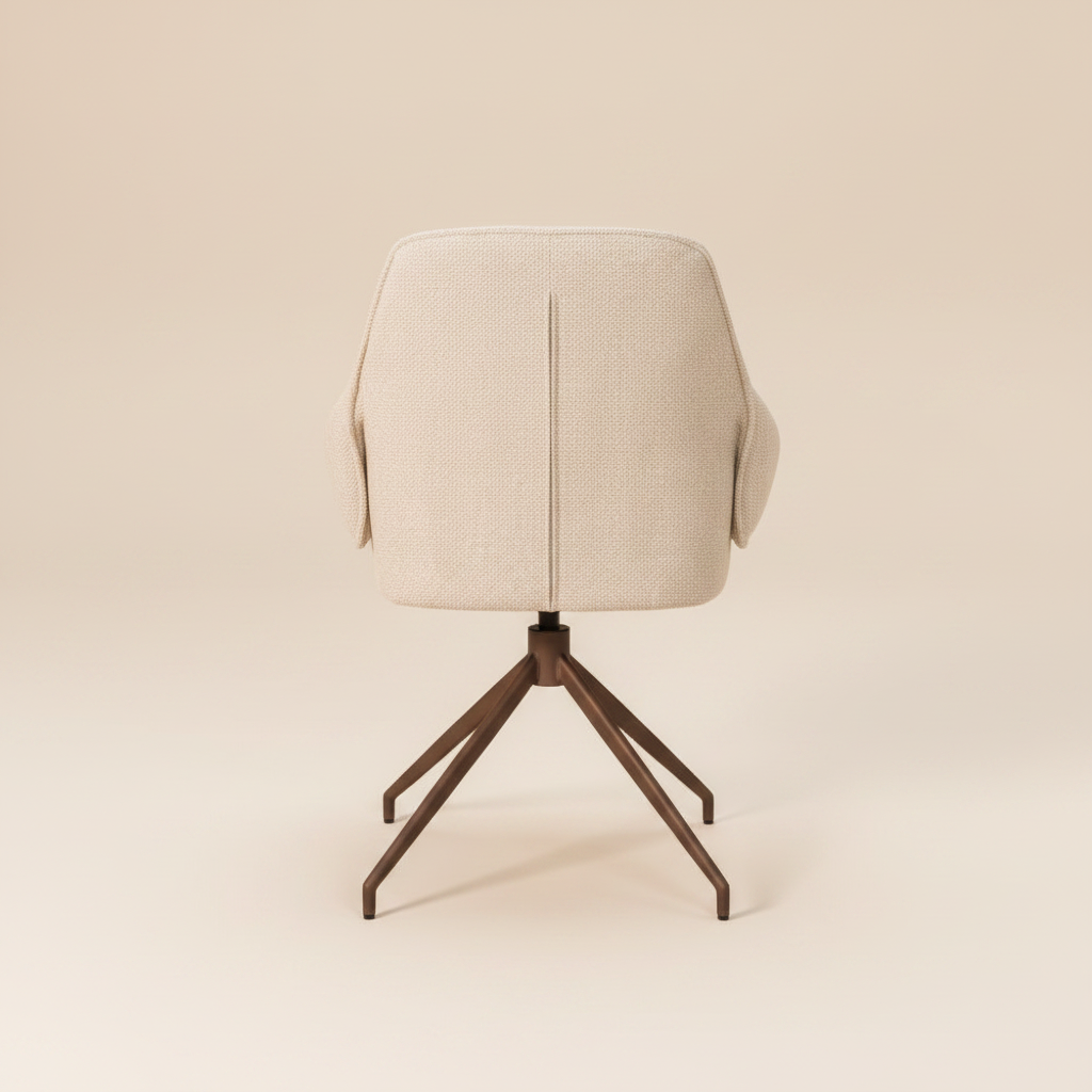 Amaro eetkamerstoel achterkant crème boucle met bronzen onderstel