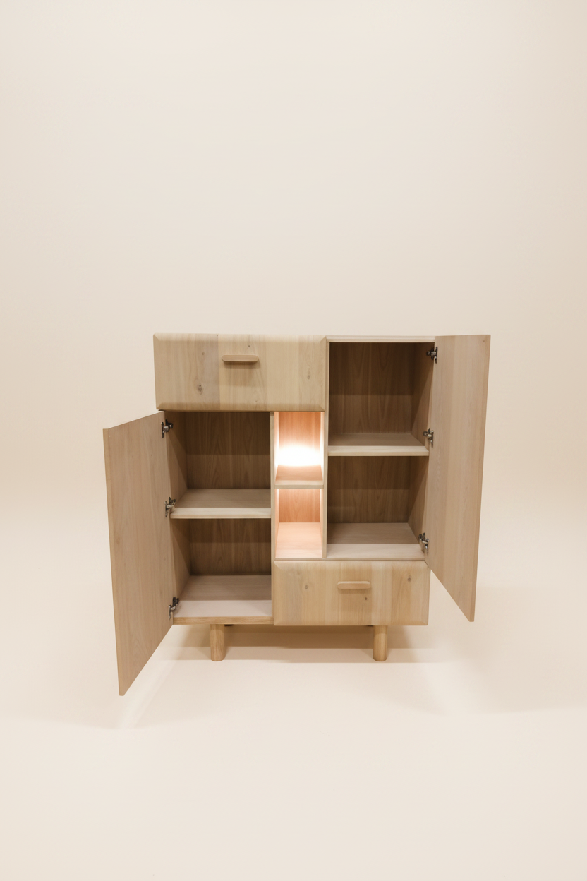 Highboard – deuren open crème sweep
