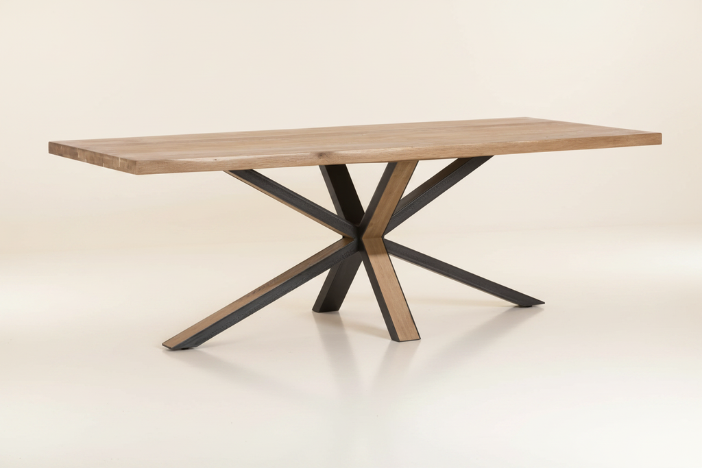 Ovada eettafel — crème sweep hoekperspectief