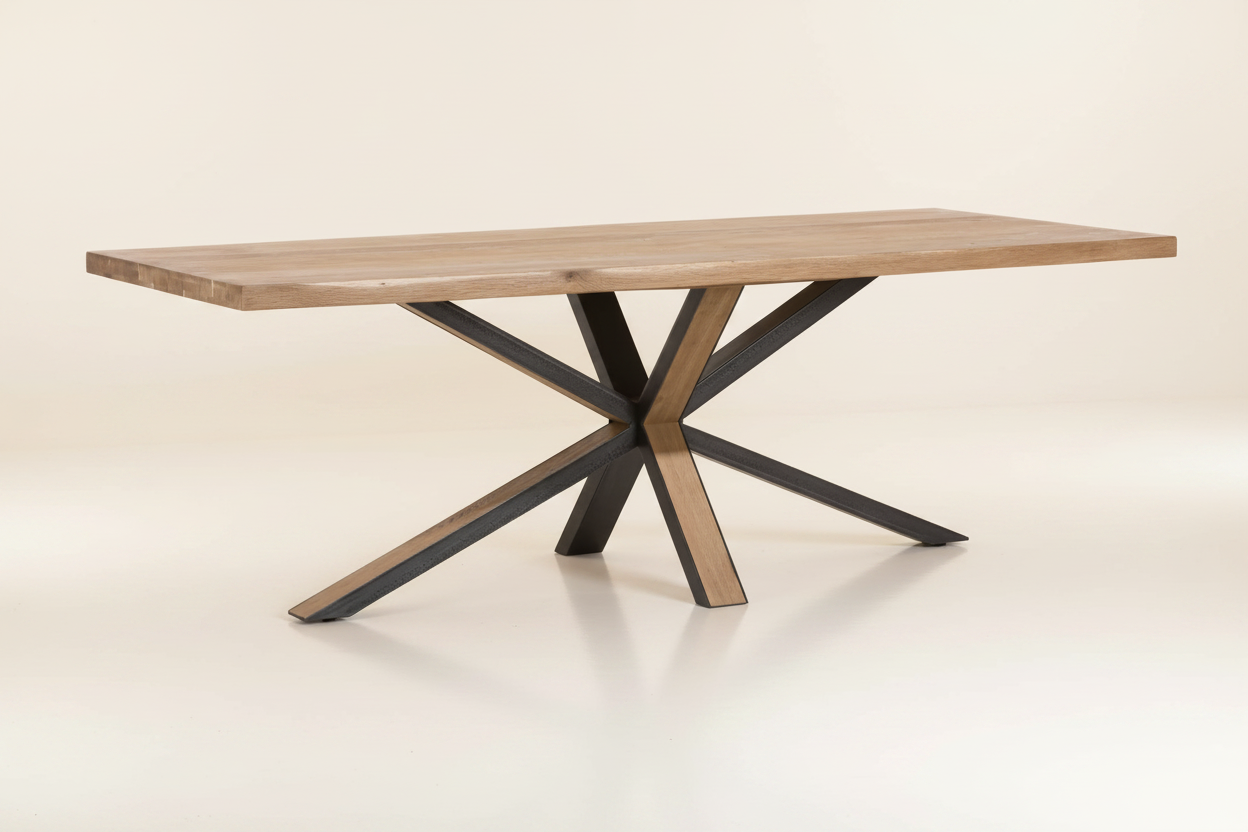 Ovada eettafel — crème sweep hoekperspectief