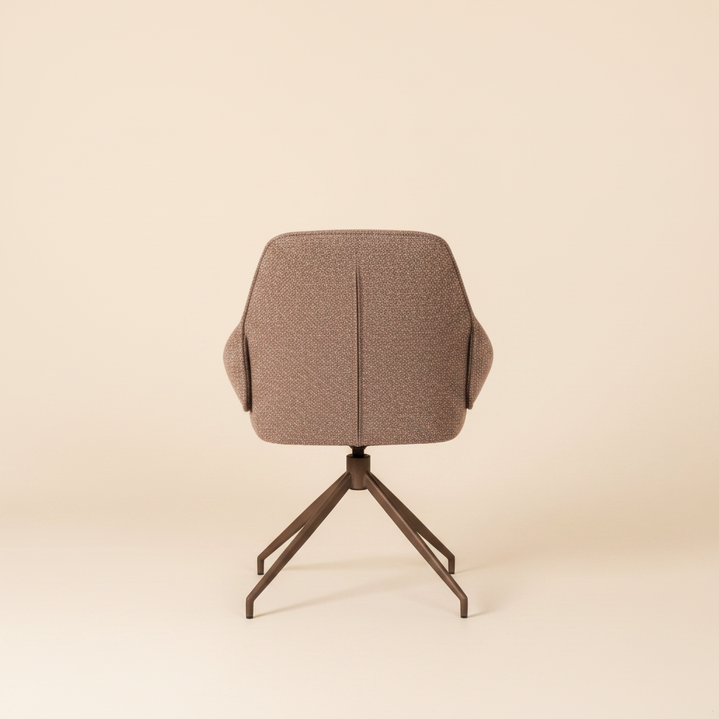 Amaro eetkamerstoel achterkant bruin boucle met bronzen onderstel