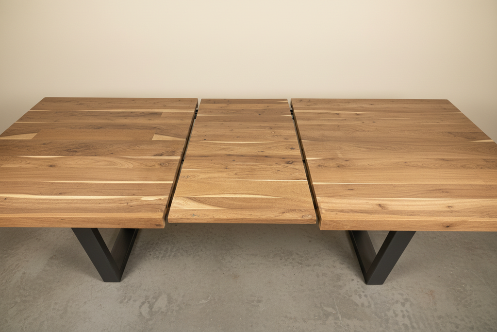 Uitschuiftafel betonlook houtnerf