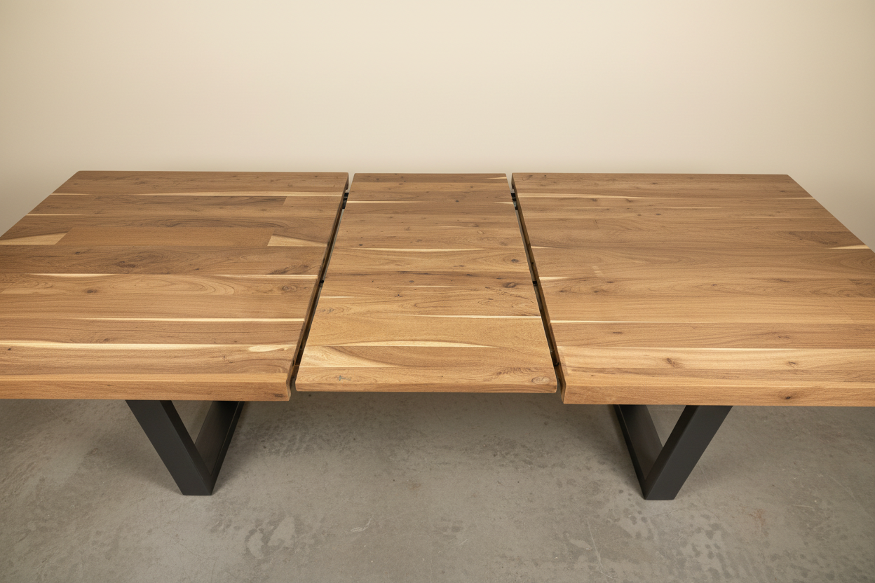 Uitschuiftafel betonlook houtnerf
