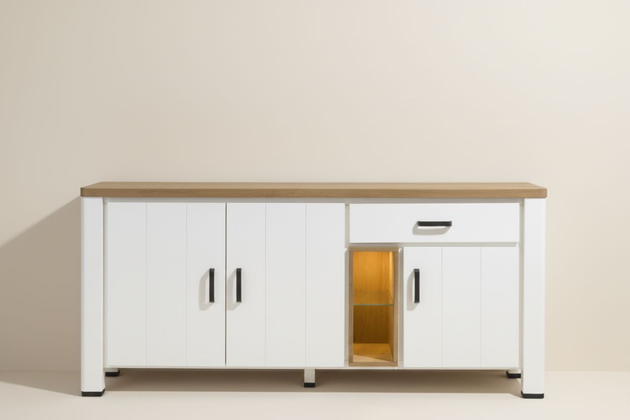 Arizona Dressoir – frontaal crème sweep zonder betonvloer