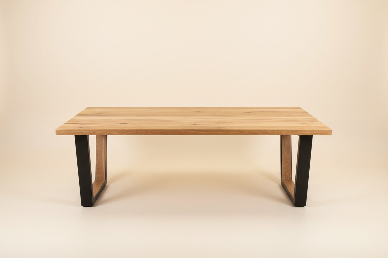 Metalox eettafel — crème sweep vooraanzicht