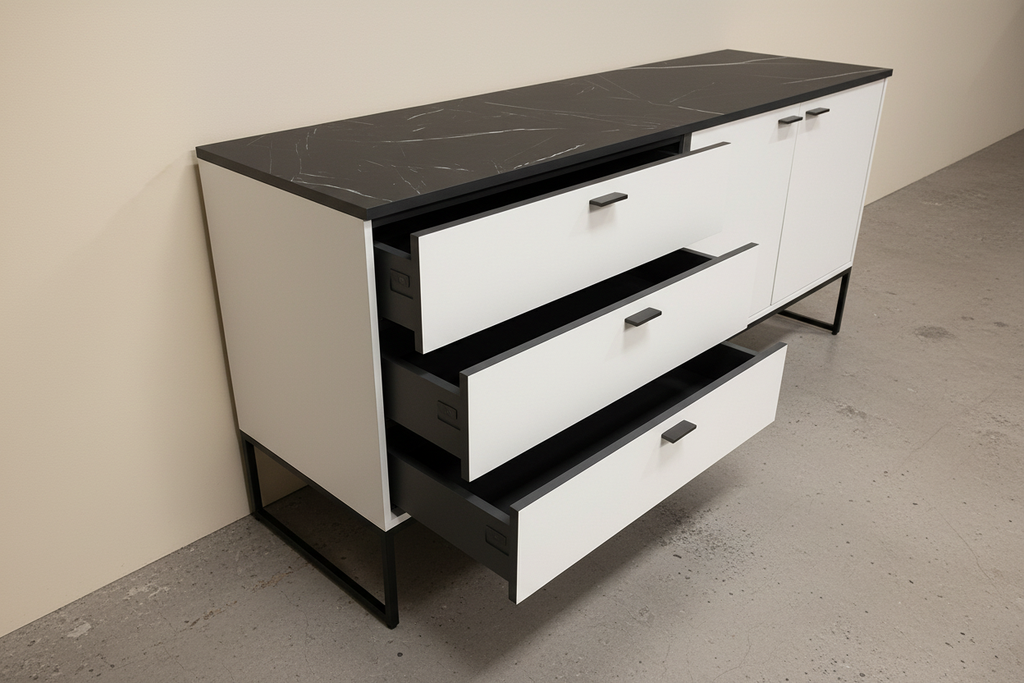 Bogota dressoir lades open betonlook